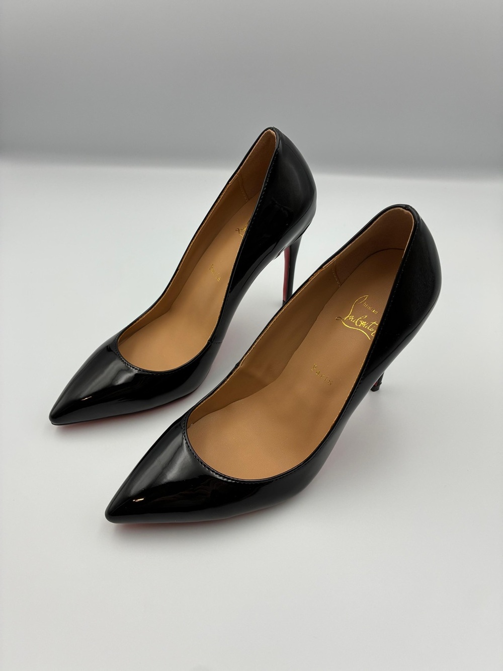 Christian Louboutin La Pigalle 100mm Black Patent Leather Pumps Heels.